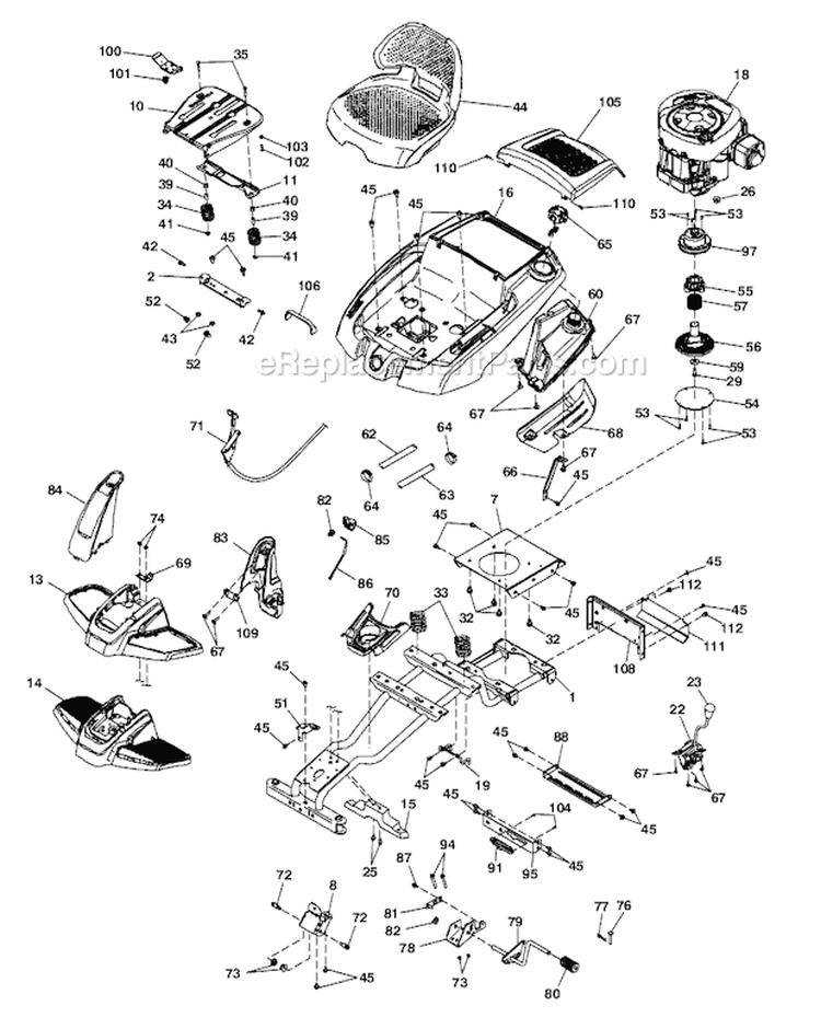 Page D Diagram and Parts List for  Weed Eater Lawn Tractor